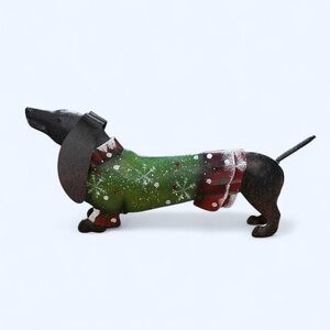 Metal Christmas Green Dachshund